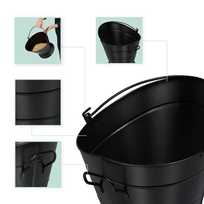 Relaxdays Charcoal Bucket with Carrying Handle, 6 Liters