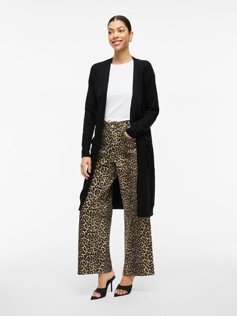 Жіночий кардиган Vila Viril Longline XXL чорний (Black) - в'язаний подовжений жакет