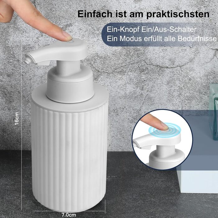 Phneems Automatic Soap Dispenser Electric Soap Dispenser Sensor with Sensor Automatic Foam Soap Dispenser Automatic Foam Dispenser No Touch Foam Dispenser for Bathroom, Kitchen, Office USB White
