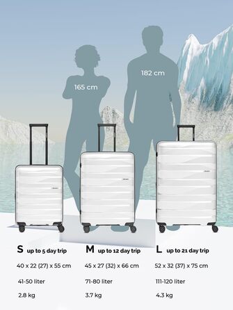 Чемодан середнього розміру з жорстким корпусом, розширюваний | Trolley 45 x 27 x 66 см з поліпропілену | Унісекс, вага 3,7 кг | Подвійні колеса & TSA-замок (Travel) | Відділення для ноутбука (55 см)