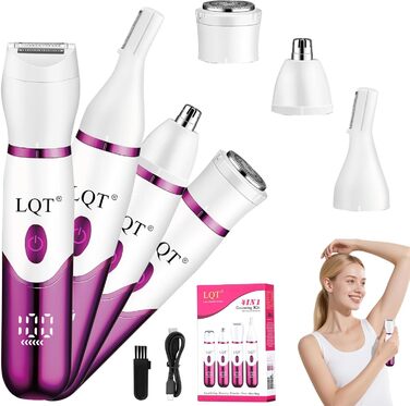 Електричний жіночий триммер 4-в-1 з LED-дисплеєм: для обличчя, брів, бікіні. Розроблено спеціально для жінок. Білий колір.