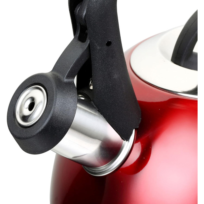 Чайник-свисток 2,5 л з нержавіючої сталі для Induktion, Gas, з свистком, чайник, кип'ятильник, кип'ятильник (червоний)