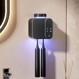 Стерилізатор зубних щіток Maxspace UV з підсвічуванням, електричний, настінний, USB/Solar зарядка, 2 слоти (чорний)