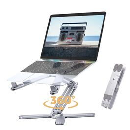 Підставка для ноутбука з регулюванням висоти та поворотним основанням, ергономічна, складна, сумісна з iPad, MacBook та ноутбуками до 16 дюймів (срібна)