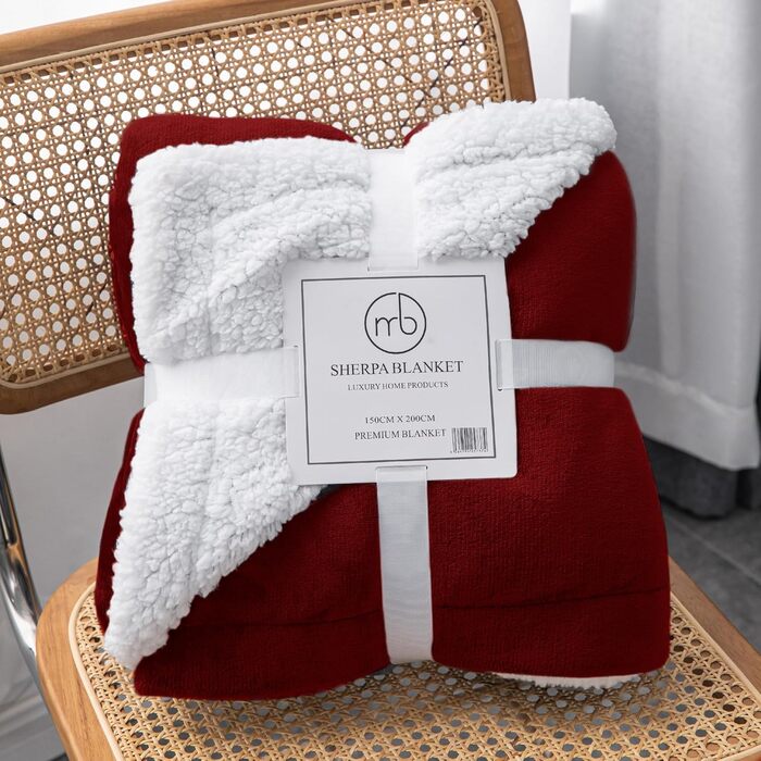 Плед Mixibaby для дому, теплий та м'який, 150 x 200 см, бордовий колір