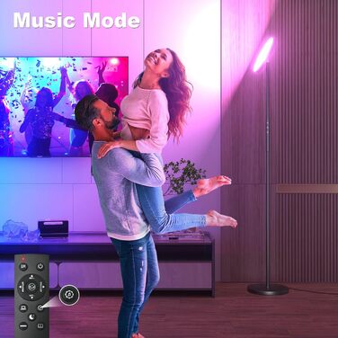 LED торшер, 42W, 16 мільйонів кольорів RGBCW, WiFi, керування через Alexa/Google Home, синхронізація з музикою, регульована яскравість, двосторонній, для вітальні та спальні (RGB-36W)