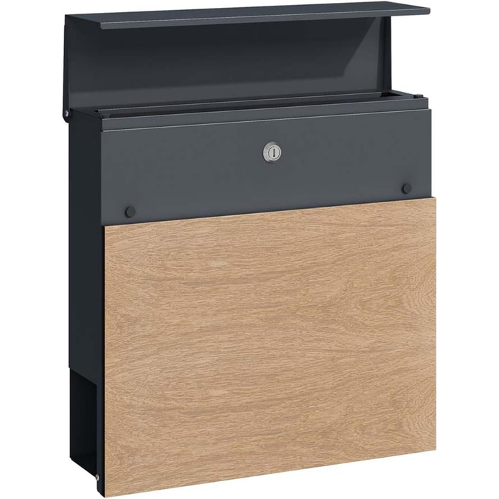 Поштовий ящик настінний SCHARTEC SPB-6 дерев'яний світло-сірий та антрацит з газетницею, сучасний, великий