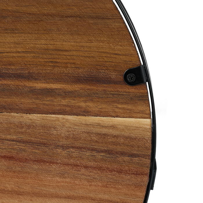 Relaxdays Round Tray Wood and Metal