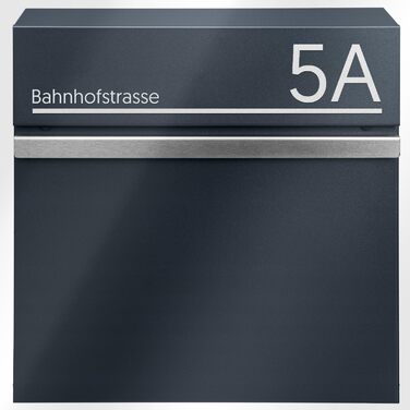 Поштова скринька настінна Anthrazit RAL 7016, велика (XXL) з можливістю гравіювання адреси та відділенням для газет