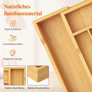 Органайзер для столових приборів Lifewit для шухляд 43 см, дерев'яний, для кухні (24-40 см)