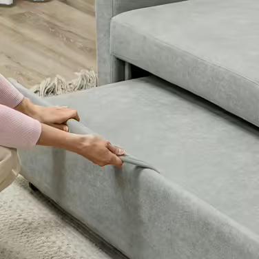 HOMCOM Sleeper Sofa, 2-Seater Sofa Bed with Sleeping Function, Adjustable Backrest, Couch with Cushions, Velvet Look, Sleeper Sofa with Storage Box for Living Room, Guest Room, Light Grey | Aosom