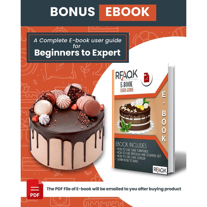 Набір для випічки тортів RFAQK 50-в-1: обертовий стіл, 12 підставок, цукрове декорування, вирівнювач 31.5 см