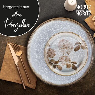 Moritz & Moritz Blossom 18-Piece Dinnerware Set - Elegant Porcelain Dinner Set for 6 - Includes Dinner Plates, Dessert Plates, and Soup Plates