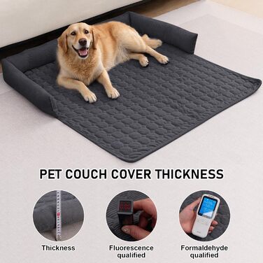 OKYUK Лежанка для собак, зручний коршок, диванчик для собак, чохол для дивана, ручне прання, неслизький, підходить для собак з довгою шерстю (темно-сірий, L 75 x B 75 x H 13 см) (90 x 90 x 10 см, Корд Темно-сірий)