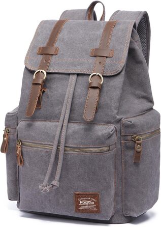Чоловічий/жіночий рюкзак Kaukko Canvas для ноутбука, стильний, велика місткість, для подорожей, кемпінгу, Outdoor (сірий)