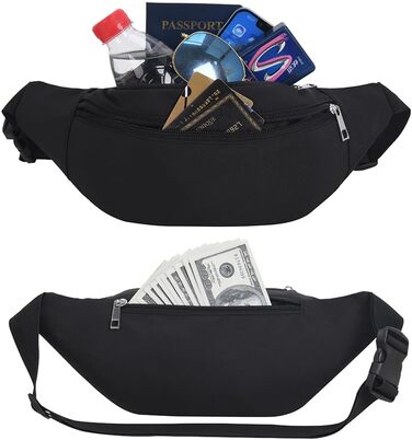 Чоловіча/Жіноча поясна сумка на пояс, бананка спортивна водонепроникна, бананка для бігу, туризму, прогулянок з собакою (чорна)