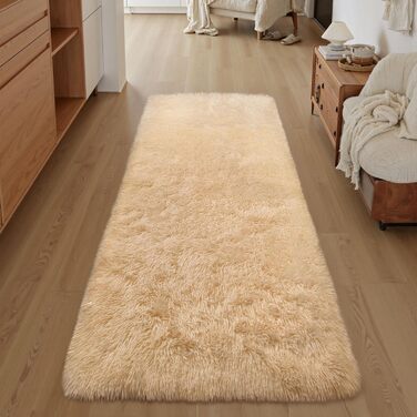 Килим Treeboy Hochflor, сірий, 80x160 см, для вітальні та спальні, антиковзаючий, м'який, плюшевий, машинного виробництва