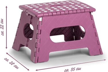 Складний стілець Zeller 13037 Premium, пластиковий, розкладний, витримує до 150 кг, сертифікат TÜV, розмір 35x28x22 см, колір Ягода