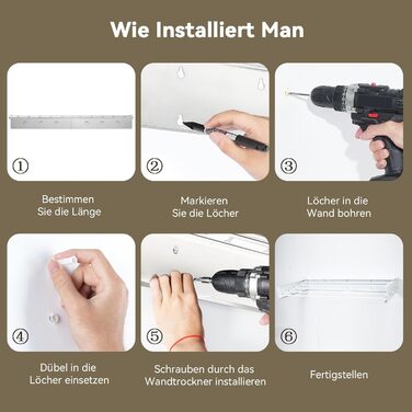 Настінна сушилка для білизни Donken, 80 см, розширювана, для ванної, балкону, тераси, біла