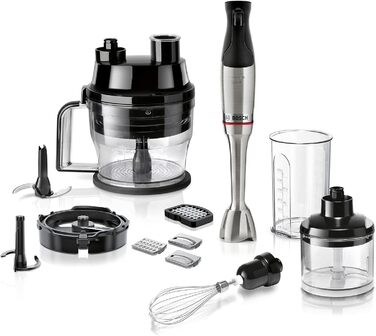Блендер Bosch MSM6M8X1 ручний, 7-в-1, 1200 Вт, нержавіюча сталь/чорний