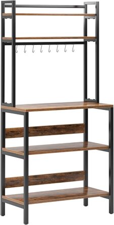 Стелаж для кухні SogesHome 5-ярусний, з гачками, 80x40 см, вінтаж