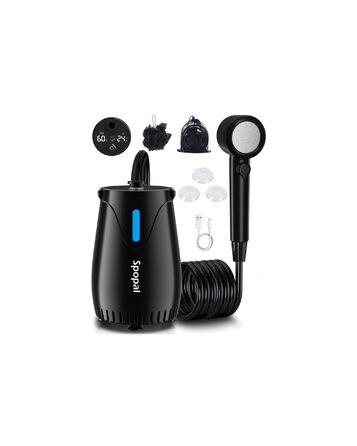 Camping душ Spopal з насосом 8000mAh, портативний, з вимірюванням температури, нічником, IPX8, для подорожей, поливу квітів, автомийки, миття тварин