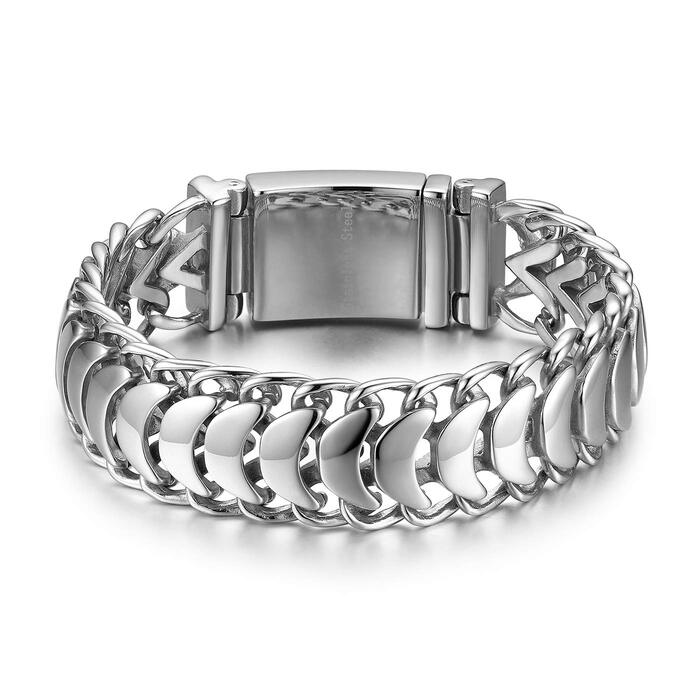 Чоловічий браслет-ланцюг у готичному стилі JewelryWe для байкерів з нержавіючої сталі, сріблястий колір