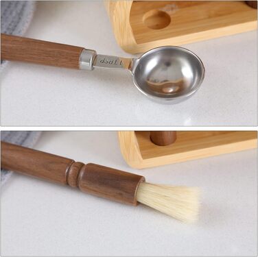 Набір для солі та перцю KKC з дерева, 8 дюймів, з регульованим керамічним механізмом, лопатки та щітка для дому та ресторану