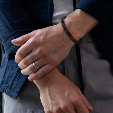 Чоловічий шкіряний браслет Casisto.J з нержавіючої сталі, плетений, з магнітною застібкою, чорний/коричневий, 17.5 см