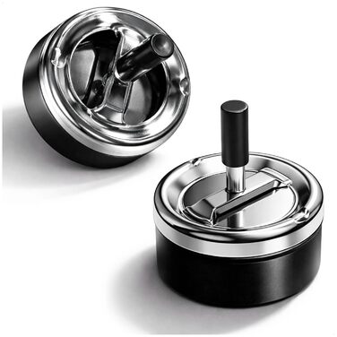 Попільничка металева com-four® 6x з нержавіючої сталі, Windaschenbecher, Ø 11 см (2 шт., чорна)