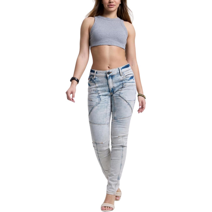 Джинси жіночі Cipo & Baxx Eisblau з ефектом потертості та дірками, розмір 28W/34L