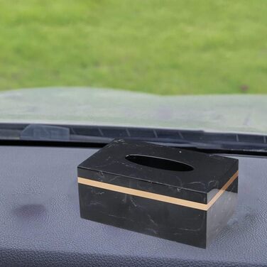 Baoblaze Rectangular Tissue Box Cover Holder Marble Pattern Cosmetic Tissue Storage Holder Decoration Paper Stand Napkin Box Paper Towel Dispenser for Bedroom Kitchen Bathroom Office - Black Gold