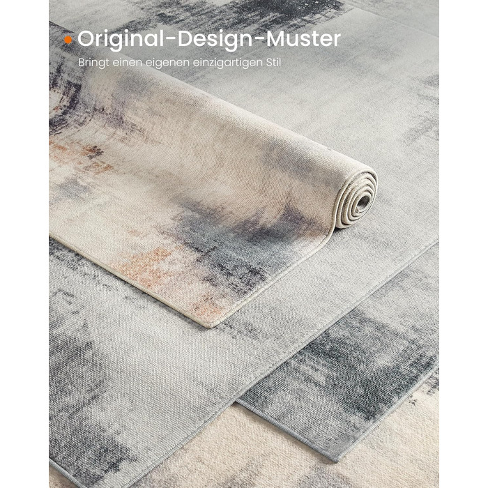 SONGMICS HOME Rug, 160 x 230 cm, Living Room Rug, Non-Slip Rug, Modern Abstract Style, for Living Room, Kitchen, Hallway, Dining Room, Machine Washable, Camel Brown TAR077K01