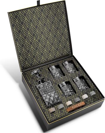 Набір віскі Rocks: 4 склянки, гранітні охолоджувачі, скляна декантирувальна карафа – ідеальний подарунок для дегустації скотчу, бурбону та лікеру