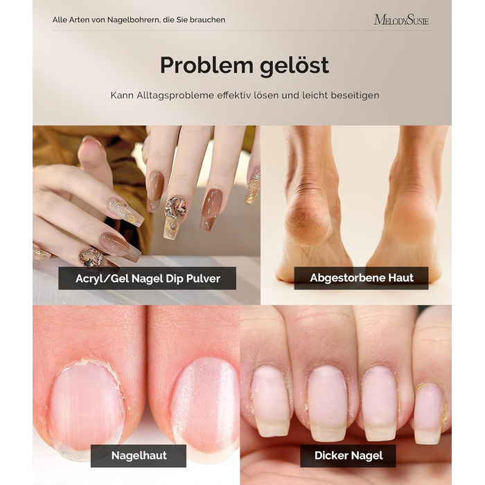 Електричний фрезер для нігтів MelodySusie PC180G Rose: професійний набір для манікюру та педикюру з LED-дисплеєм та 25 швидкостями