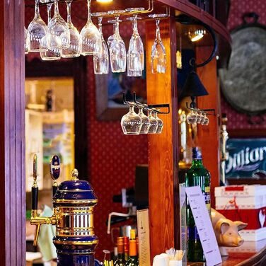 Тримач для келихів Yhuasia (2 шт.) - рейка для склянок, металева підвісна конструкція для бару, кухні, ресторану, пабу, чорний