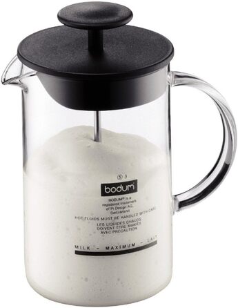 Bodum Latteo - спінювач молока з ручкою з скла, чорний, 18см, 15.6см, 10см