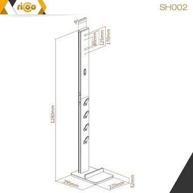 RICOO Vacuum Cleaner Stand Charging Station for Dyson - Compatible with Dyson Cordless Handheld Vacuum Cleaners V6 V7 V8 V10 V11 V12 V15 - Vacuum Cleaner Holder SH002 Height 1280 mm Black Vacuum Cleaner Stand Sh002