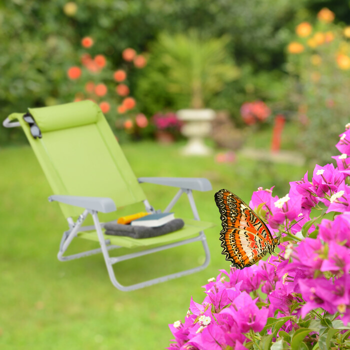 Relaxdays Folding Lounge Chair with Neck Pillow