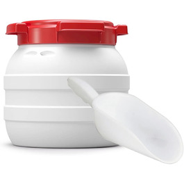 Контейнер для корму для тварин з кришкою та лопаткою | Великий отвір | 3.6 літра, HDPE, преміум-якість