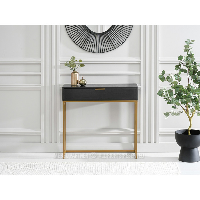 Консольний столик Mebel-Partner, чорний та матовий золотий, 80 x 76,5 x 28 см