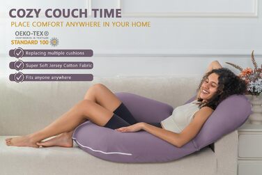 Інсен подушка для читання, спинка для сидіння в ліжку та на дивані, ігрова подушка для дорослих, підтримка пресу для ліжка, м'який бавовняний джерсі, фіолетовий