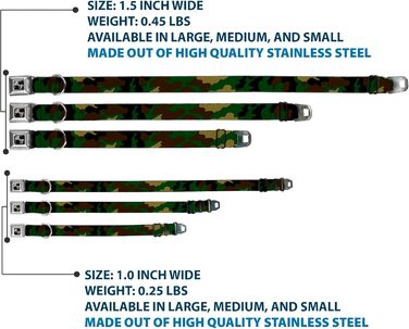 Нашийник для собак Buckle-Down Seatbelt Buckле - Камуфляж Оливковий - Ширина 1 дюйм - Розмір M (11-17 дюймів)