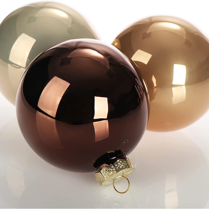 com-four® 6X Christmas Bauble - Glass Christmas Tree Baubles - Christmas Tree Decorations - Christmas Tree Ornaments - 8cm Bronze Glass Baubles