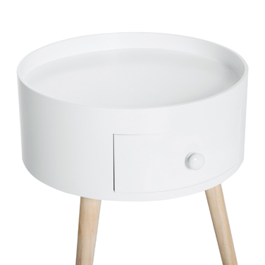 HOMCOM Coffee Table with Drawer, Round Side Table, Coffee Table with a Load Capacity of up to 50 kg, 38x38x45cm in White for Living Room & Bedroom