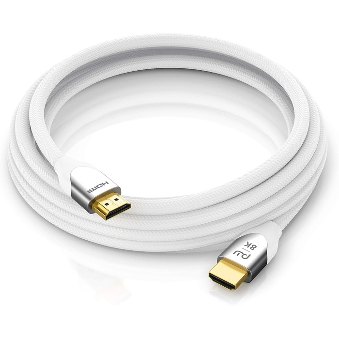 HDMI кабель 2.1 8K (3,0м) - білий, підтримка 8K@60Hz, 4K@120Hz, HDR, ARC, PS4, PS5, Xbox, Blu-Ray