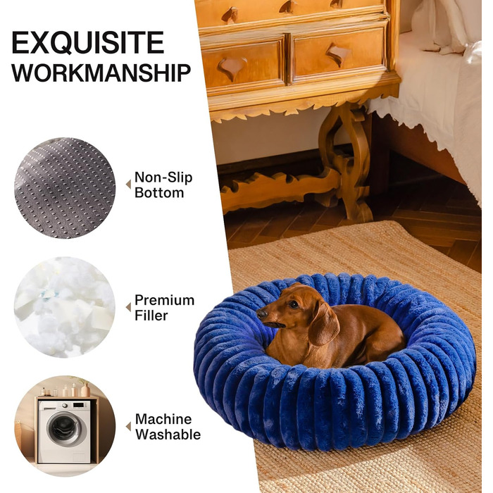 Кругле лежанка для собак MEWOOFUN, м'яке ліжко для маленьких собак та цуценят, 64x64x18 см, колір морський блакитний