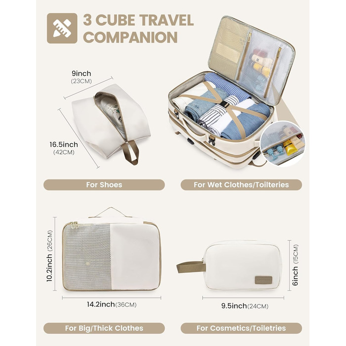 LOVEVOOK Рюкзак для ручної поклажі 30-40L, розширюваний, для ноутбука 17