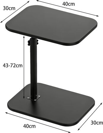 Стіл для ноутбука в ліжко, комп'ютерний стіл Lapdesk, складний Betttisch, регульований кут 360°, портативний, для книг (40 x 30 x 80 см, C-подібний, чорний)