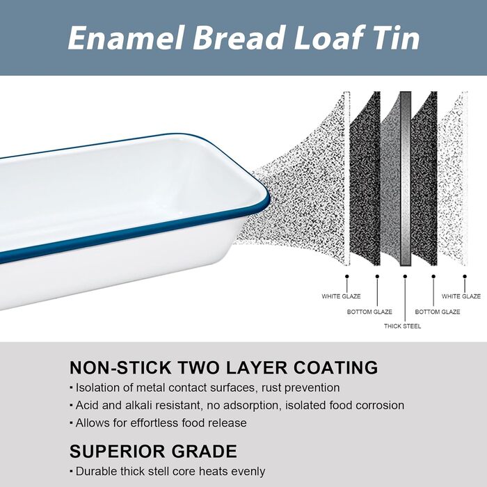 We bake bread loaf pan, enamel loaf pan, rectangular baking pan for cakes, toast bread, 32 x 13 x 7 cm